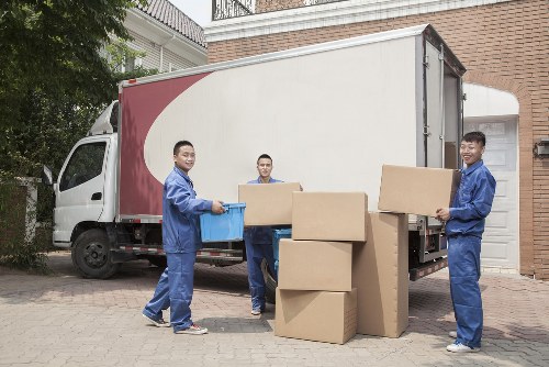 Packed boxes and furniture ready for storage